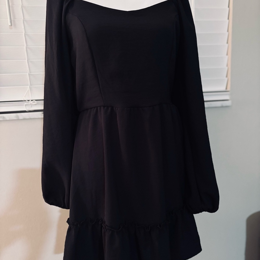 Altar'd State Elegant Black Long Sleeve Dress